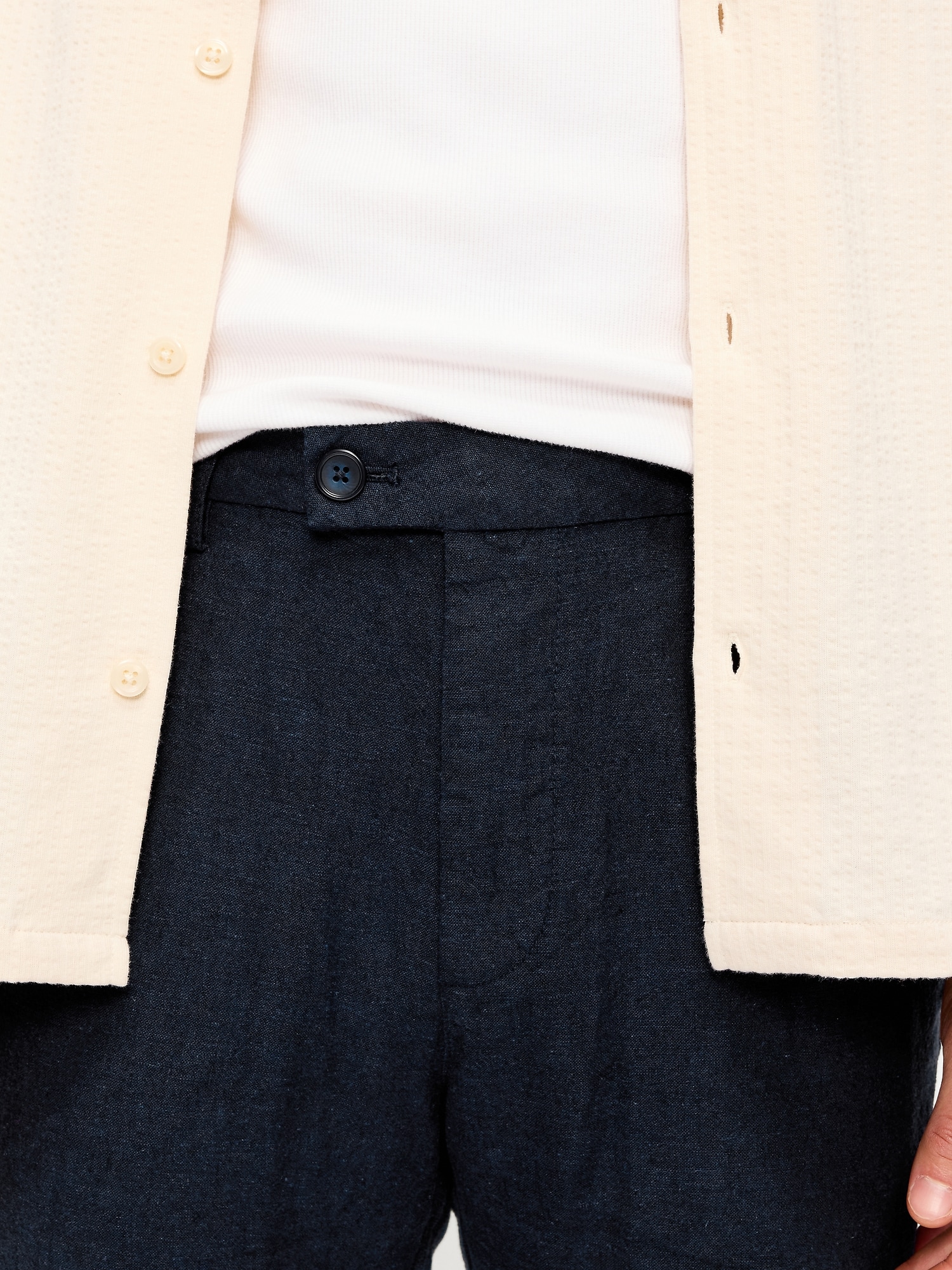 90's Straight-Fit Linen-Blend Dress Pants