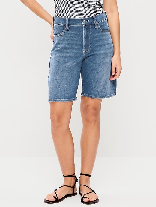 Image number 2 showing, High-Waisted Wow Jean Shorts -- 9-inch inseam