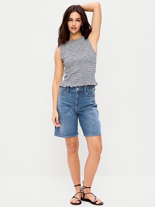 Image number 1 showing, High-Waisted Wow Jean Shorts -- 9-inch inseam