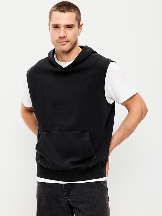 Image number 1 showing, Sleeveless Washed Fleece Muscle Hoodie