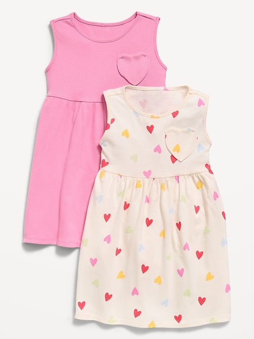 Image number 1 showing, Sleeveless Heart-Pocket Dress 2-Pack for Toddler Girls