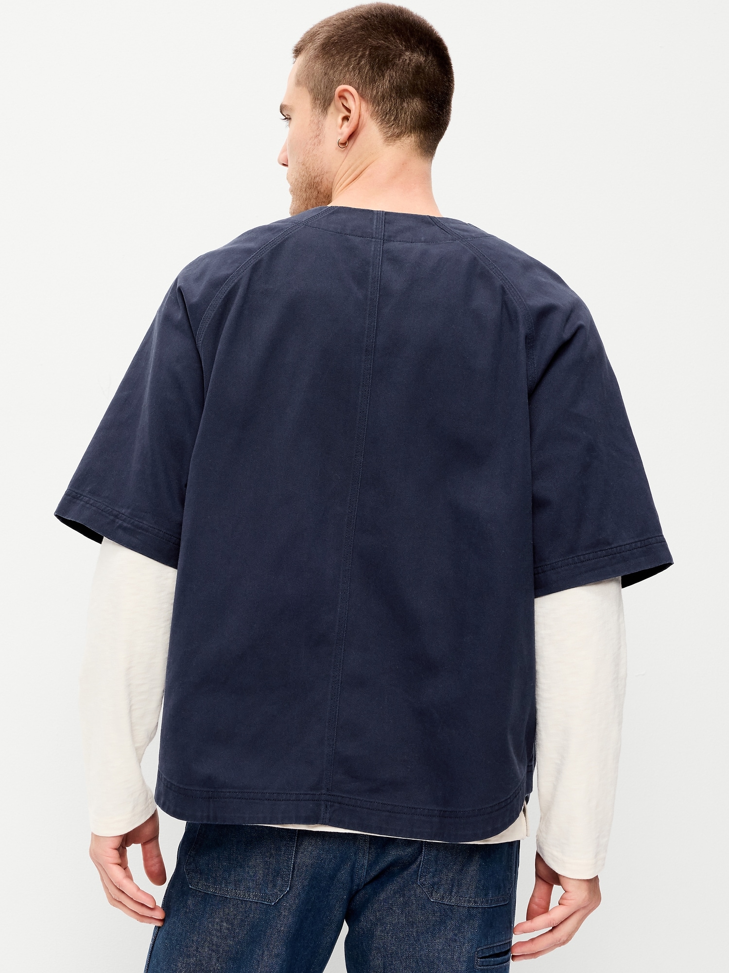 Oversized Short-Sleeve Chore Shirt