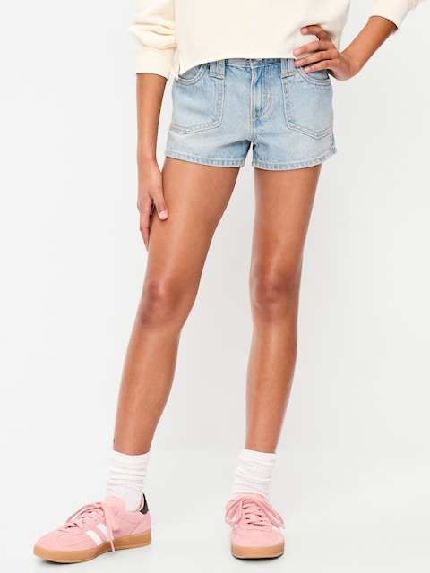 Low-Rise Utility Jean Shorts for Girls