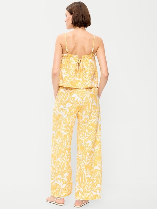 Image number 3 showing, High-Waisted Crinkle Gauze Barrel Ankle Pants