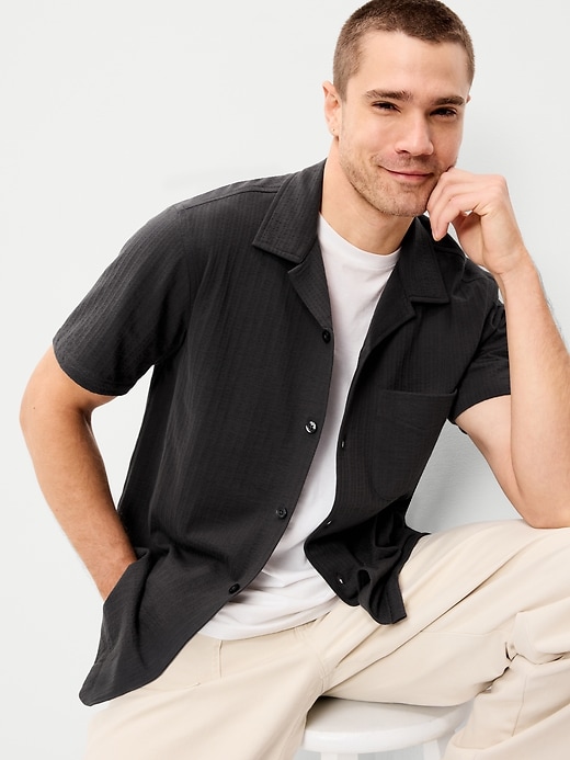 Image number 3 showing, Short-Sleeve Textured Camp Shirt