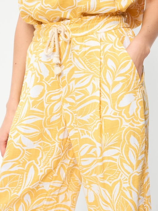 Image number 4 showing, High-Waisted Crinkle Gauze Barrel Ankle Pants