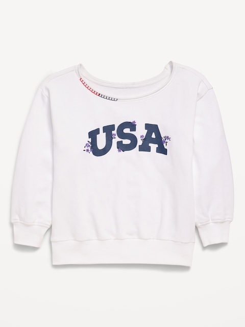 Oversized Off-Shoulder Graphic Tunic Sweatshirt for Girls