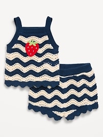Image number 1 showing, Sleeveless Striped Sweater-Knit Top and Shorts Set for Baby