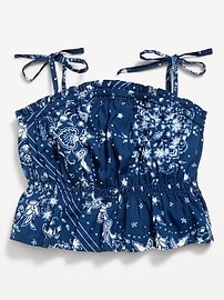 Image number 1 showing, Printed Sleeveless Tie-Shoulder Top for Girls