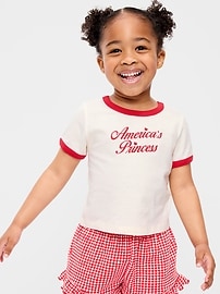 Image number 1 showing, Short-Sleeve Ringer Graphic T-Shirt for Toddler Girls