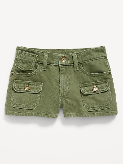 Image number 4 showing, Low-Rise Utility Jean Shorts for Girls