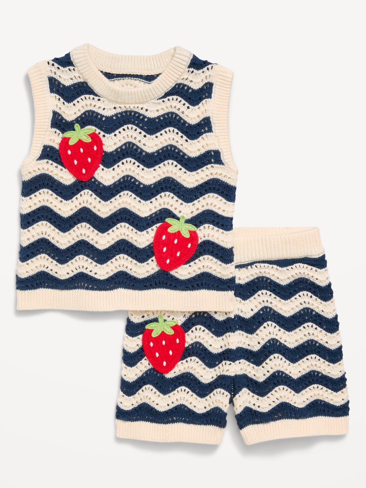 Sleeveless Sweater-Knit Top and Shorts Set for Toddler Girls