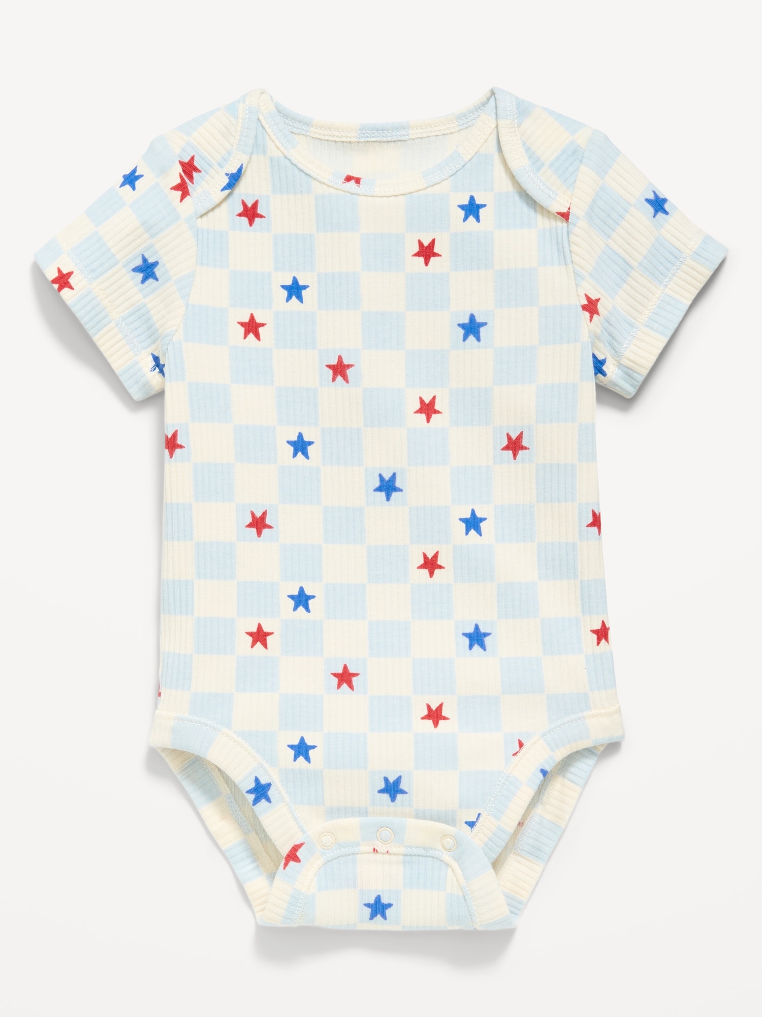 Printed Short-Sleeve Ribbed Bodysuit for Baby
