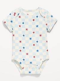 Image number 1 showing, Printed Short-Sleeve Ribbed Bodysuit for Baby