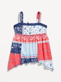 Image number 1 showing, Printed Sleeveless Handkerchief Hem Top for Girls