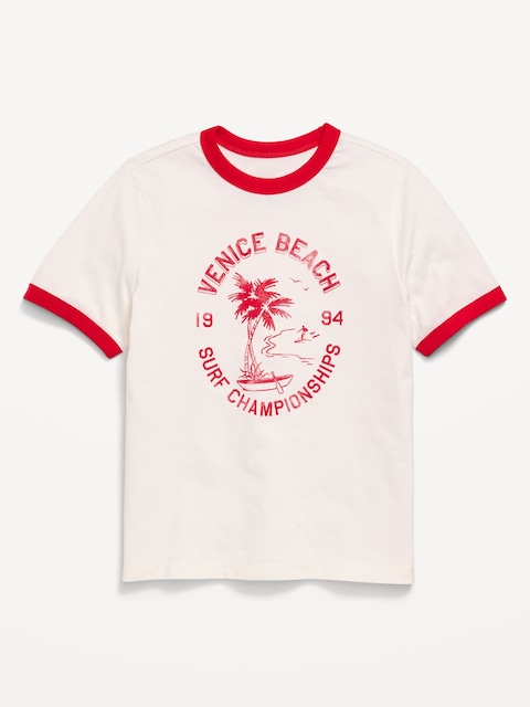 Softest Short-Sleeve Ringer Graphic T-Shirt for Boys