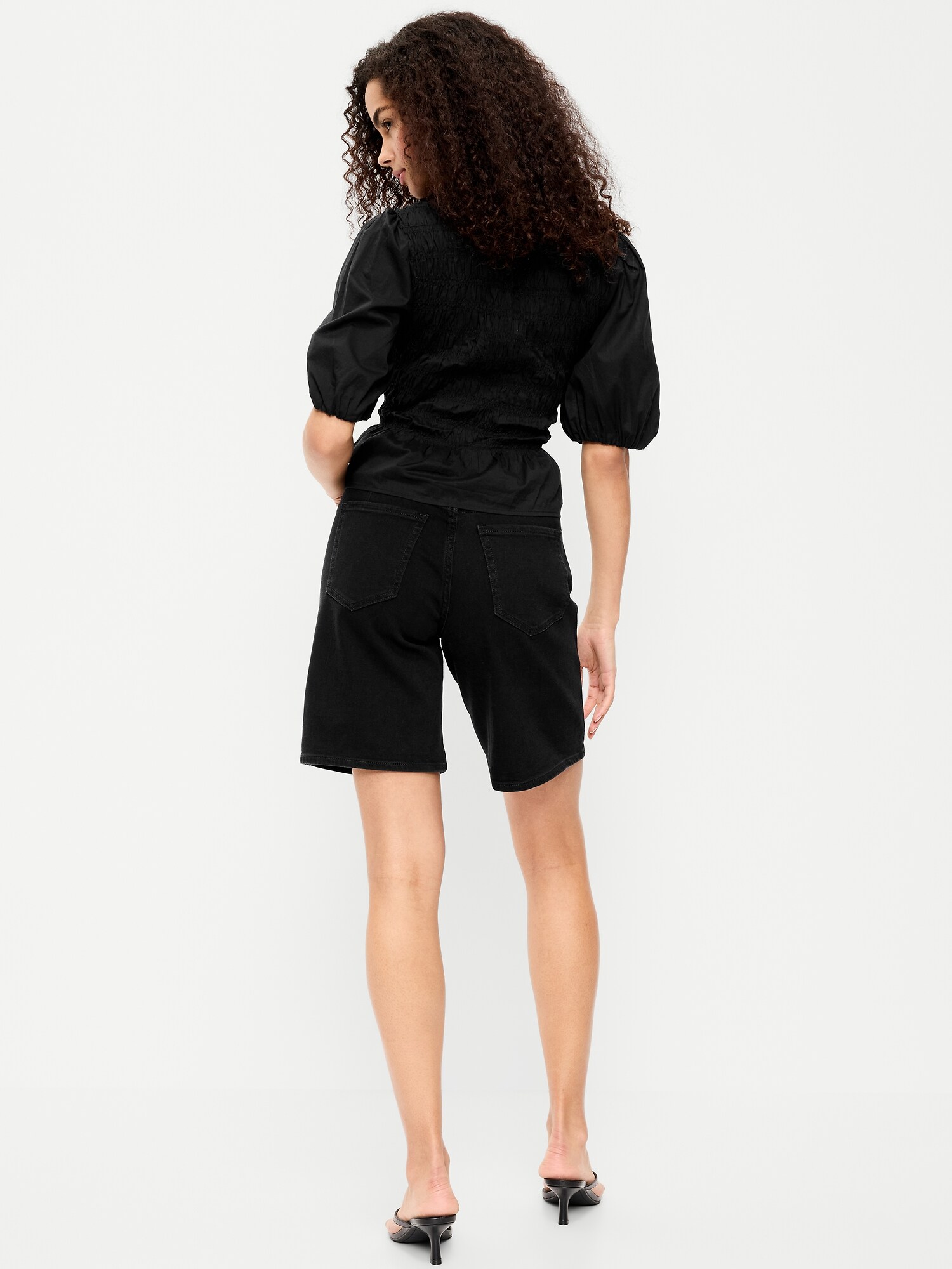 Женские шорты Old Navy High-Waisted Wow Bermuda Jean Shorts -- 9-inch inseam, цвет: Чёрный — фото 3