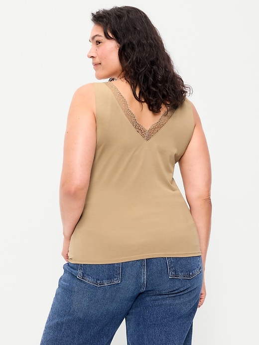 Image number 9 showing, Sleeveless Lace-Trim V-Neck Ribbed Top