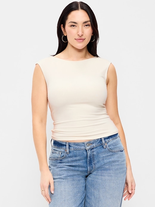 Image number 5 showing, Cap-Sleeve Tie-Back Top