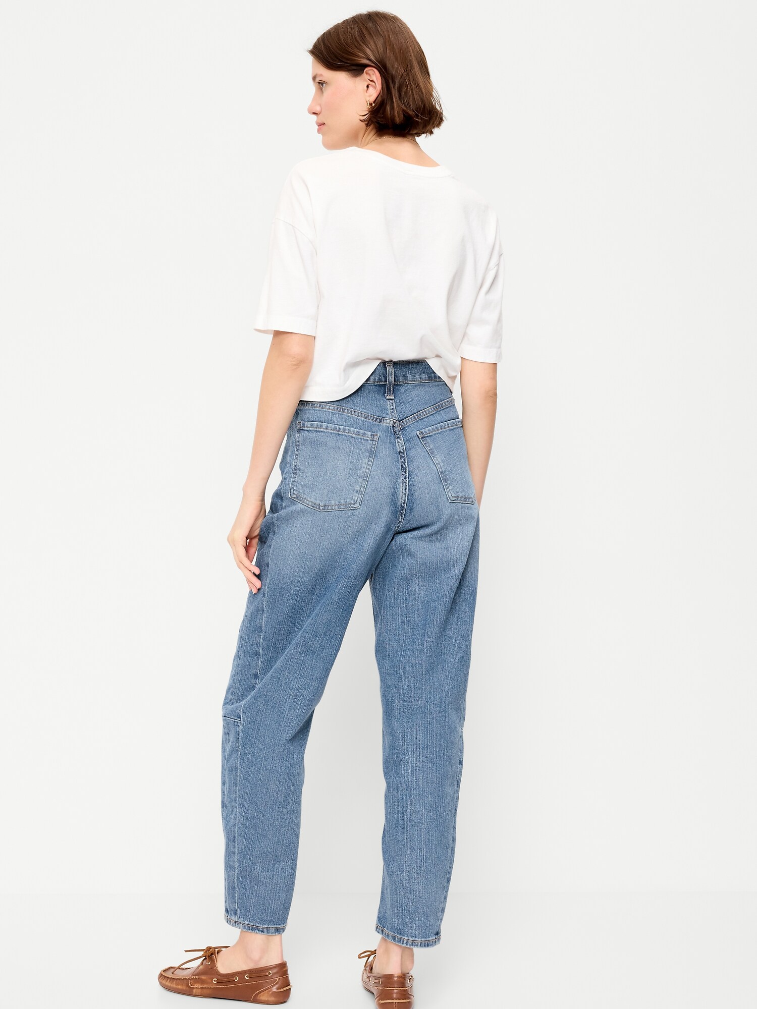 Женские джинсы Old Navy High-Waisted Baggy Barrel Ankle, цвет: Синий — фото 3