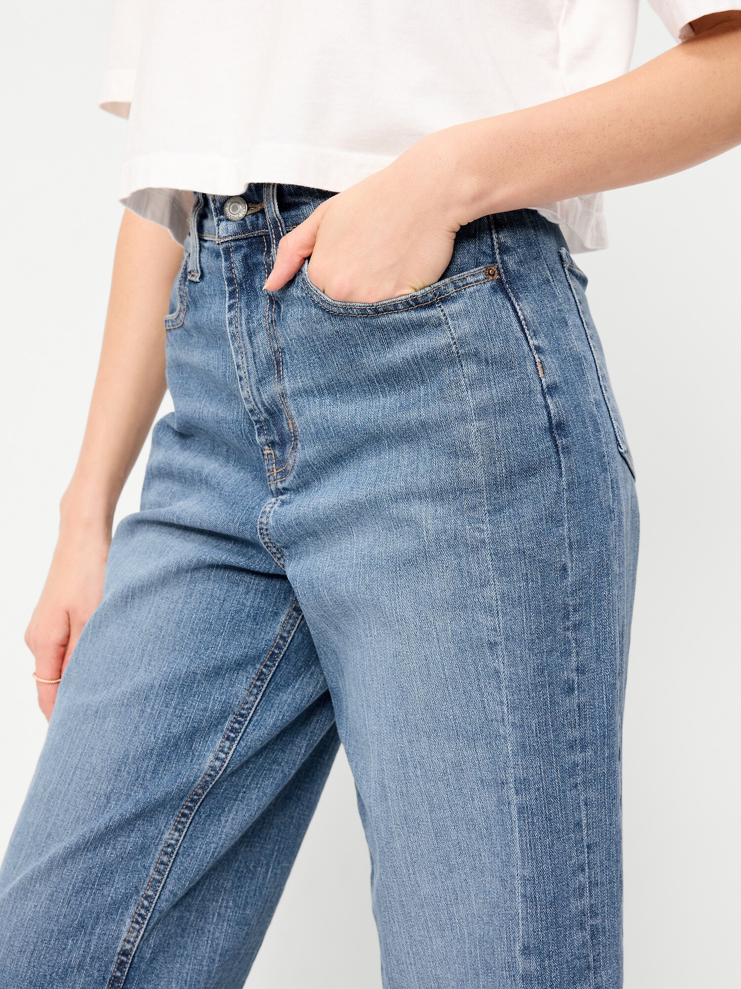Женские джинсы Old Navy High-Waisted Baggy Barrel Ankle, цвет: Синий — фото 4