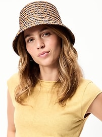 Image number 1 showing, Straw Bucket Hat for Women