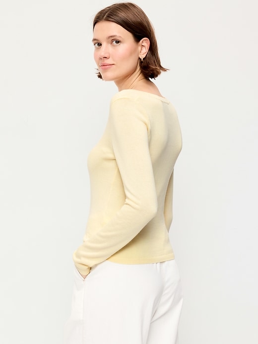 Image number 2 showing, Fitted Scoop-Neck Cropped Jersey Sweater