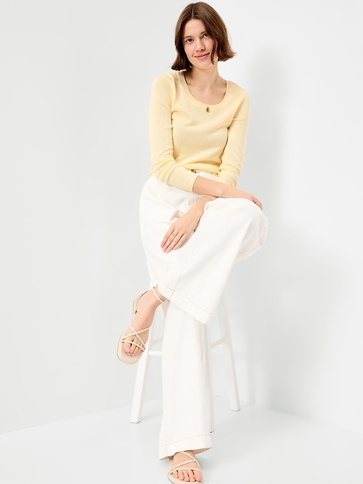 Image number 3 showing, Fitted Scoop-Neck Cropped Jersey Sweater