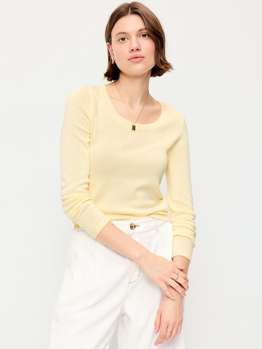 Image number 1 showing, Fitted Scoop-Neck Cropped Jersey Sweater