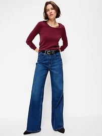 Image number 3 showing, Fitted Scoop-Neck Cropped Jersey Sweater