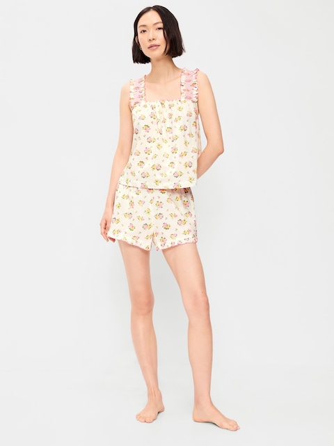 Ruffled Pajama Tank and Shorts Set
