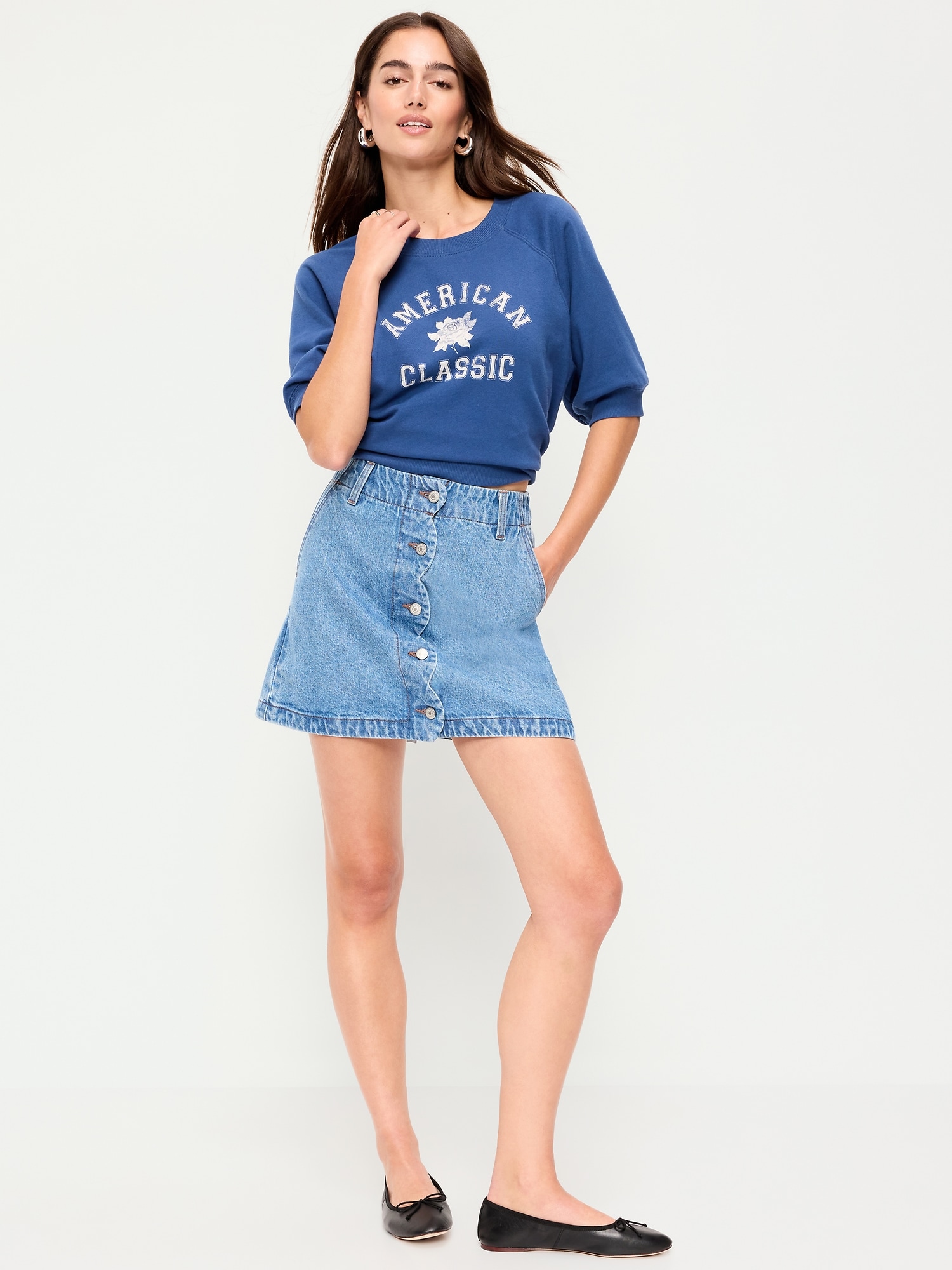 Scalloped-Edge Button-Down Mini Skirt - image 4