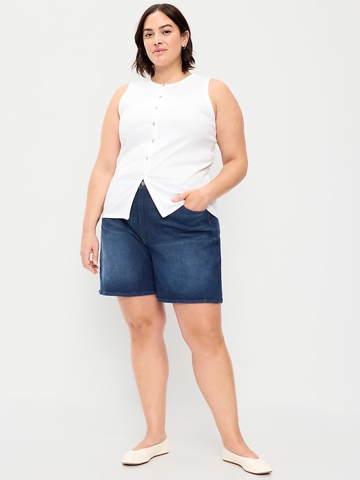 Image number 5 showing, High-Waisted Wow Jean Shorts -- 7-inch inseam