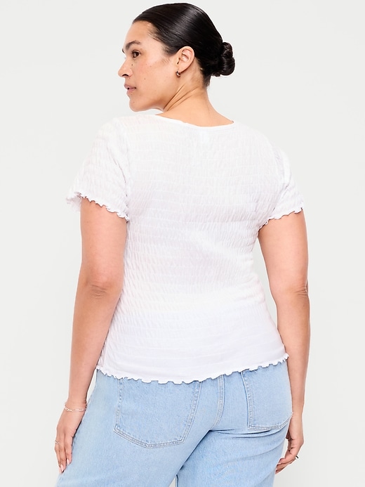 Image number 9 showing, Slit-Neck Smocked Graphic Top