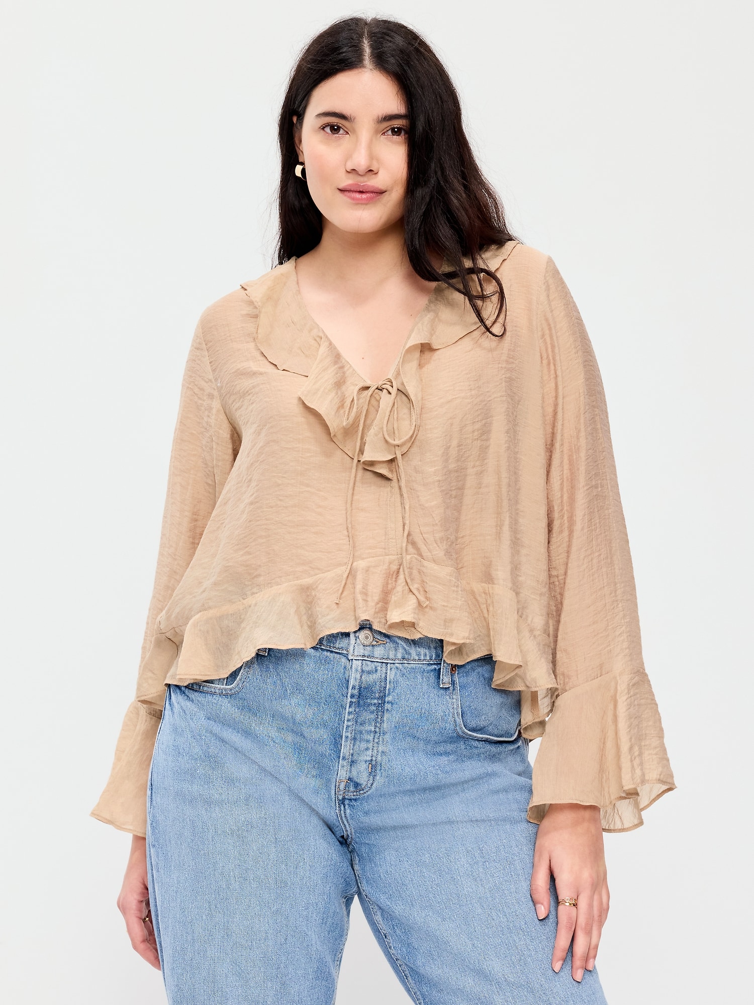 Bell-Sleeve Ruffle Top