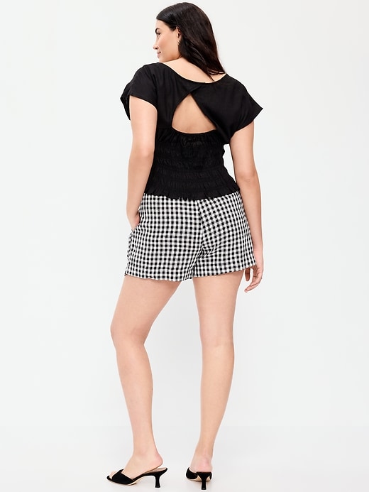 Image number 4 showing, High-Waisted Linen-Blend Shorts -- 3.5-inch inseam