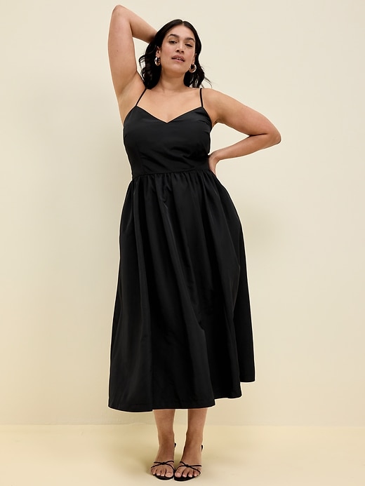 Image number 7 showing, The Occasion by Old Navy Fit & Flare Sleeveless Taffeta Midi Dress
