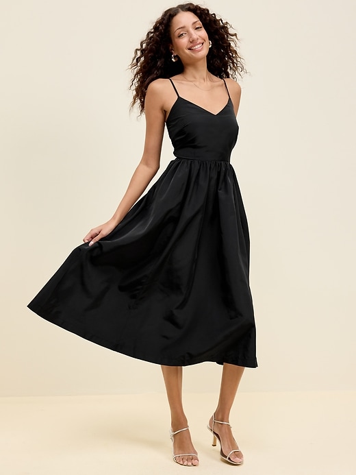 Image number 3 showing, The Occasion by Old Navy Fit & Flare Sleeveless Taffeta Midi Dress