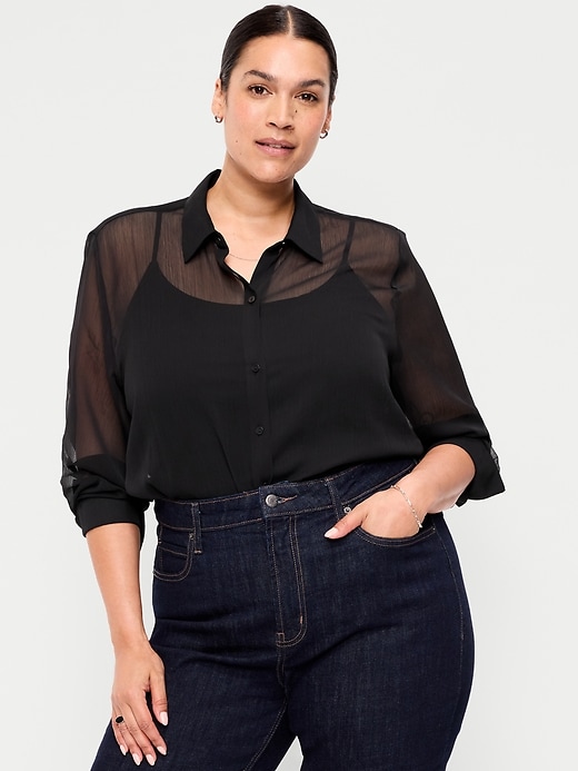 Image number 7 showing, Chiffon Button-Down Shirt