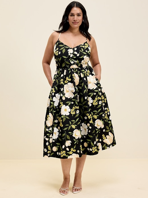 Image number 8 showing, The Occasion by Old Navy Fit & Flare Sleeveless Taffeta Midi Dress