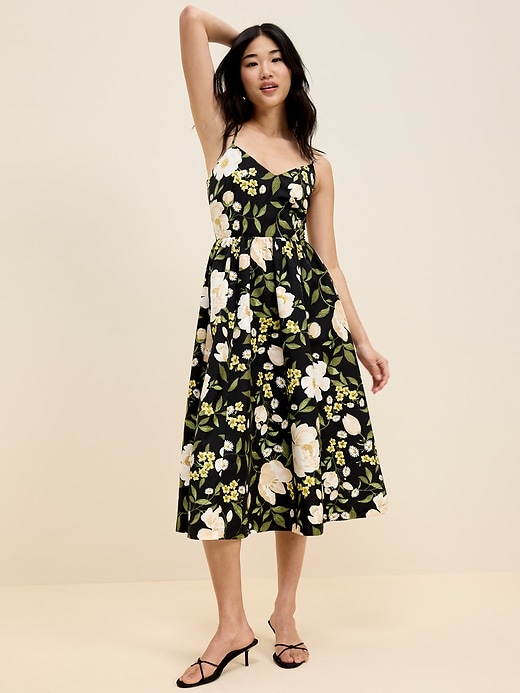 Image number 1 showing, The Occasion by Old Navy Fit & Flare Sleeveless Taffeta Midi Dress