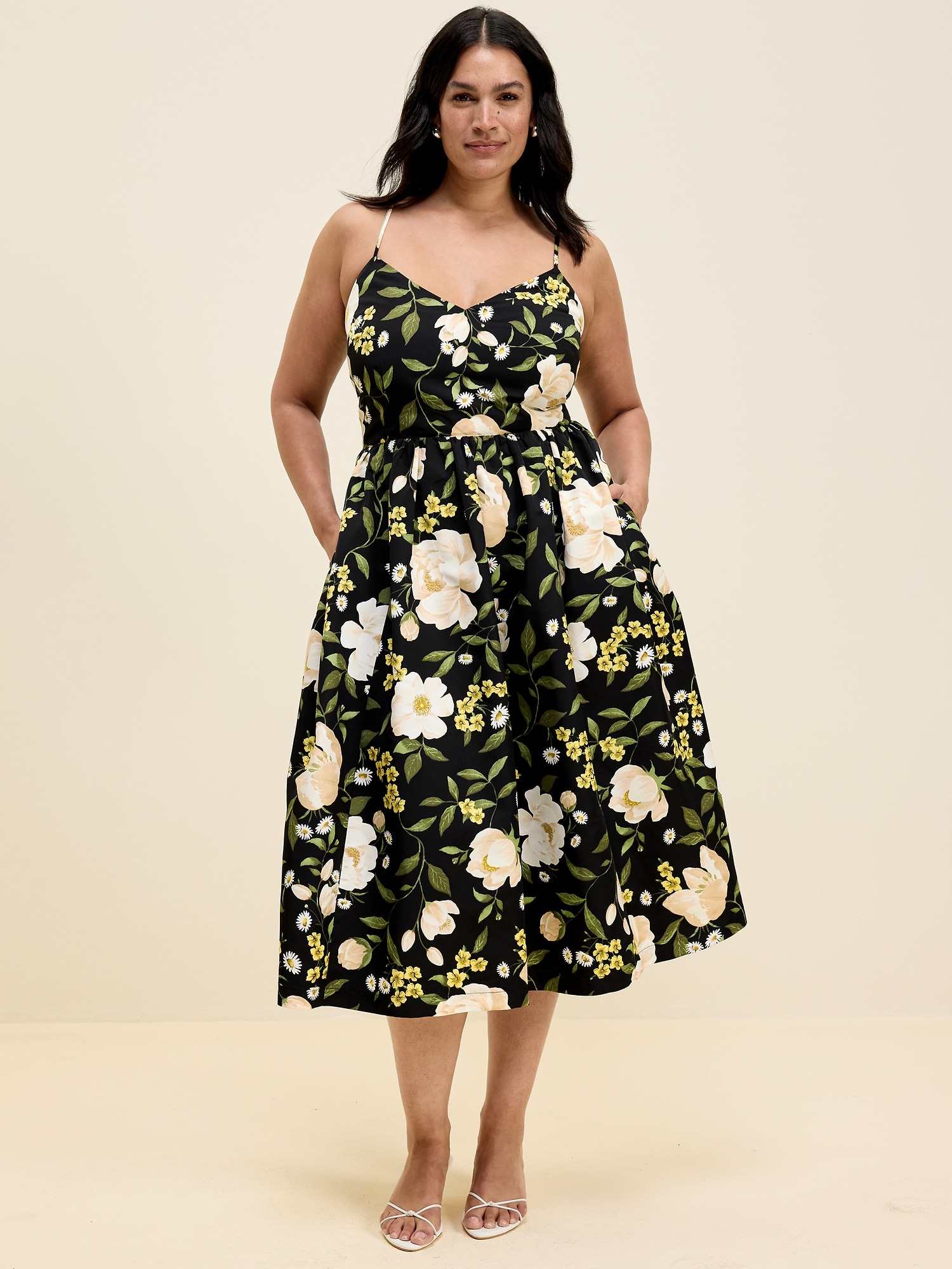 The Occasion by Old Navy Fit & Flare Sleeveless Taffeta Midi Dress