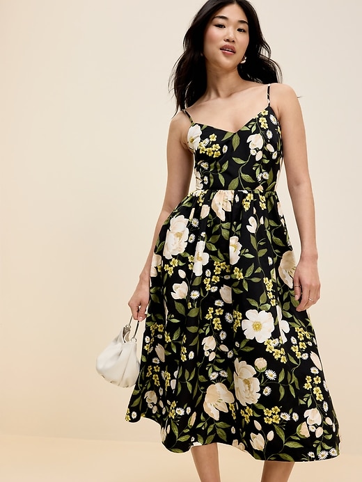 Image number 3 showing, The Occasion by Old Navy Fit & Flare Sleeveless Taffeta Midi Dress