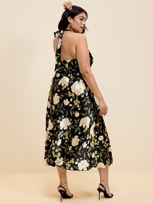 Image number 9 showing, The Occasion by Old Navy Fit and Flare Satin Halter Midi Dress