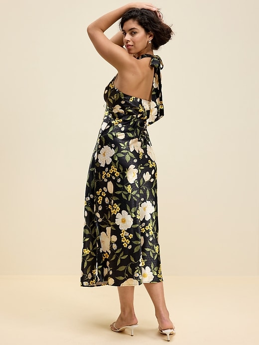 Image number 7 showing, The Occasion by Old Navy Fit and Flare Satin Halter Midi Dress