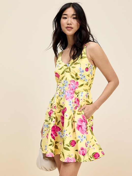 Image number 1 showing, The Occasion by Old Navy Fit & Flare V-Neck Taffeta Mini Dress