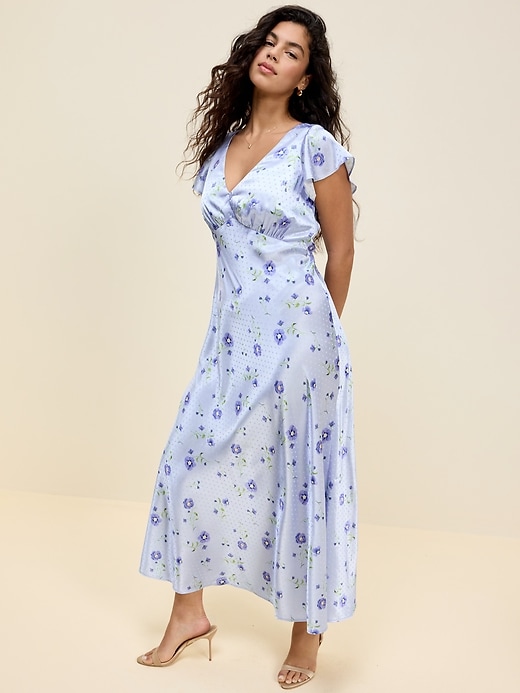 Image number 6 showing, The Occasion by Old Navy Satin Flutter-Sleeve Maxi Dress