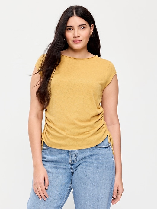 Image number 6 showing, Cap-Sleeve Shirred Side Top