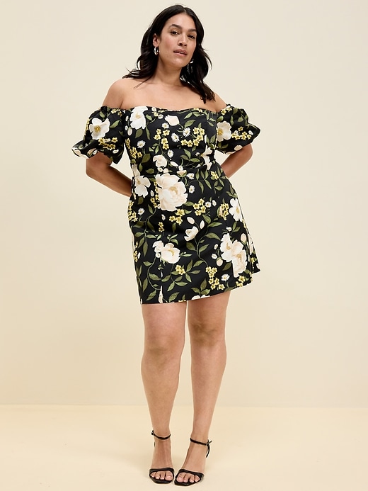 Image number 7 showing, The Occasion by Old Navy Fit & Flare Puff-Sleeve Taffeta Mini Dress