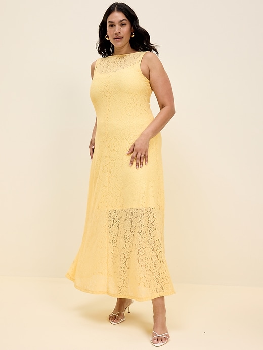 Image number 8 showing, The Occasion by Old Navy Fit & Flare Drop-Waist Lace Maxi Dress
